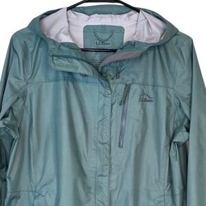 LLBean Womens Waterproof Hooded Jacket Teal Green Size M Regular Lightweight